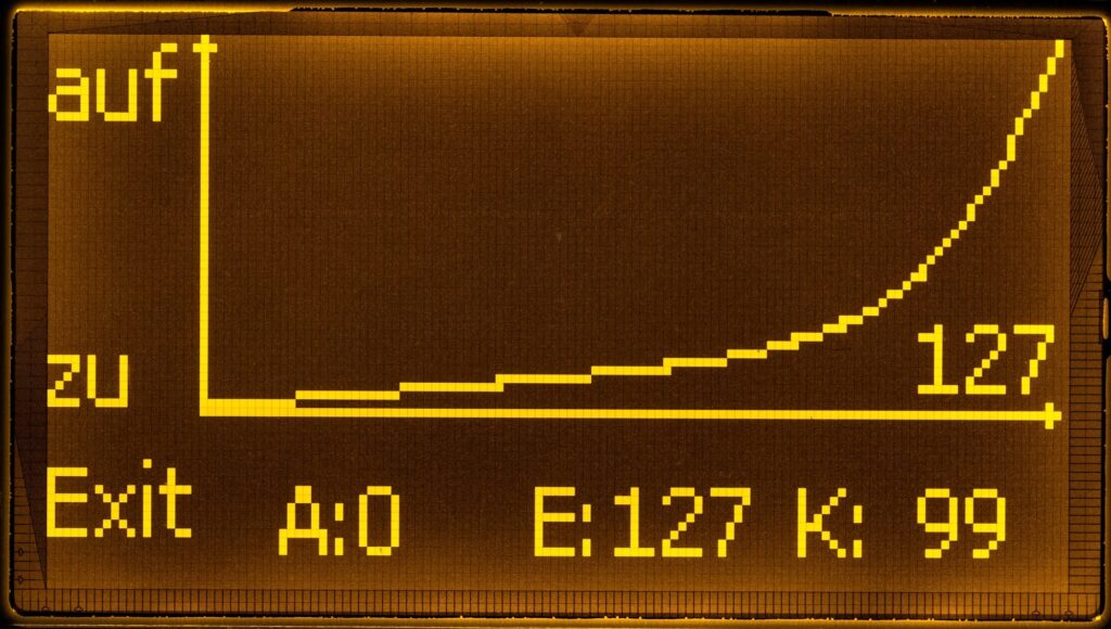 Display der Schwellersteuerung mit stark exponentieller Kennlinie